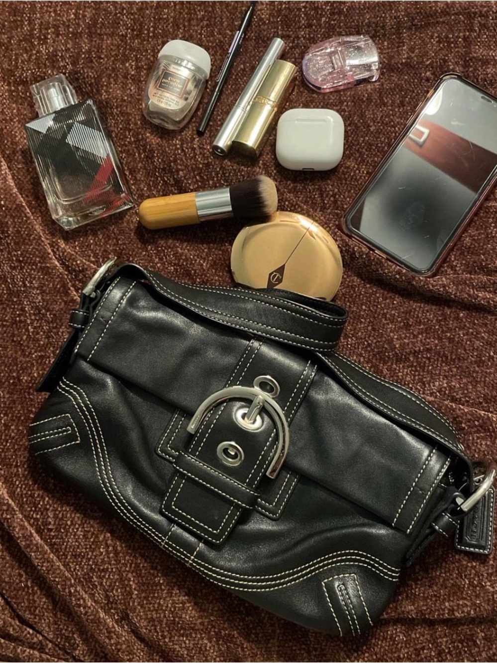 Y2K Black soho boho leather coach shoulder bag